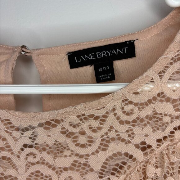 LANE BRYANT Lace Pullover Women 18/20 Peach Green Blue Floral Keyhole Stretch - Picture 6 of 6